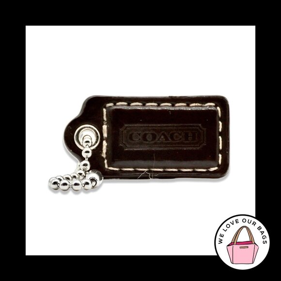 1.5" Small COACH Chocolate Brown Patent Leather Fob Bag Charm Keychain Hang Tag - Picture 1 of 1